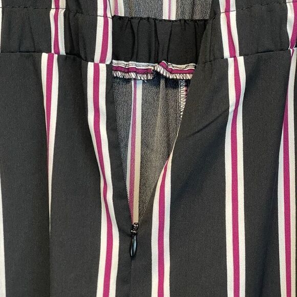 Who What Wear Jumpsuit Women's Black Purple Large Striped Long Sleeve Wide Leg - Picture 13 of 16
